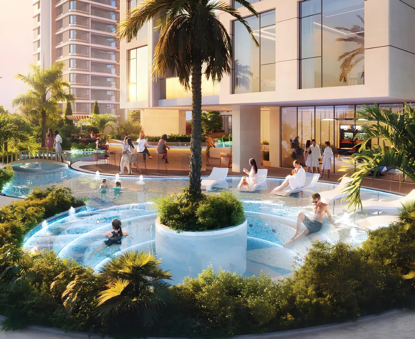 Lagoon style swimming pool