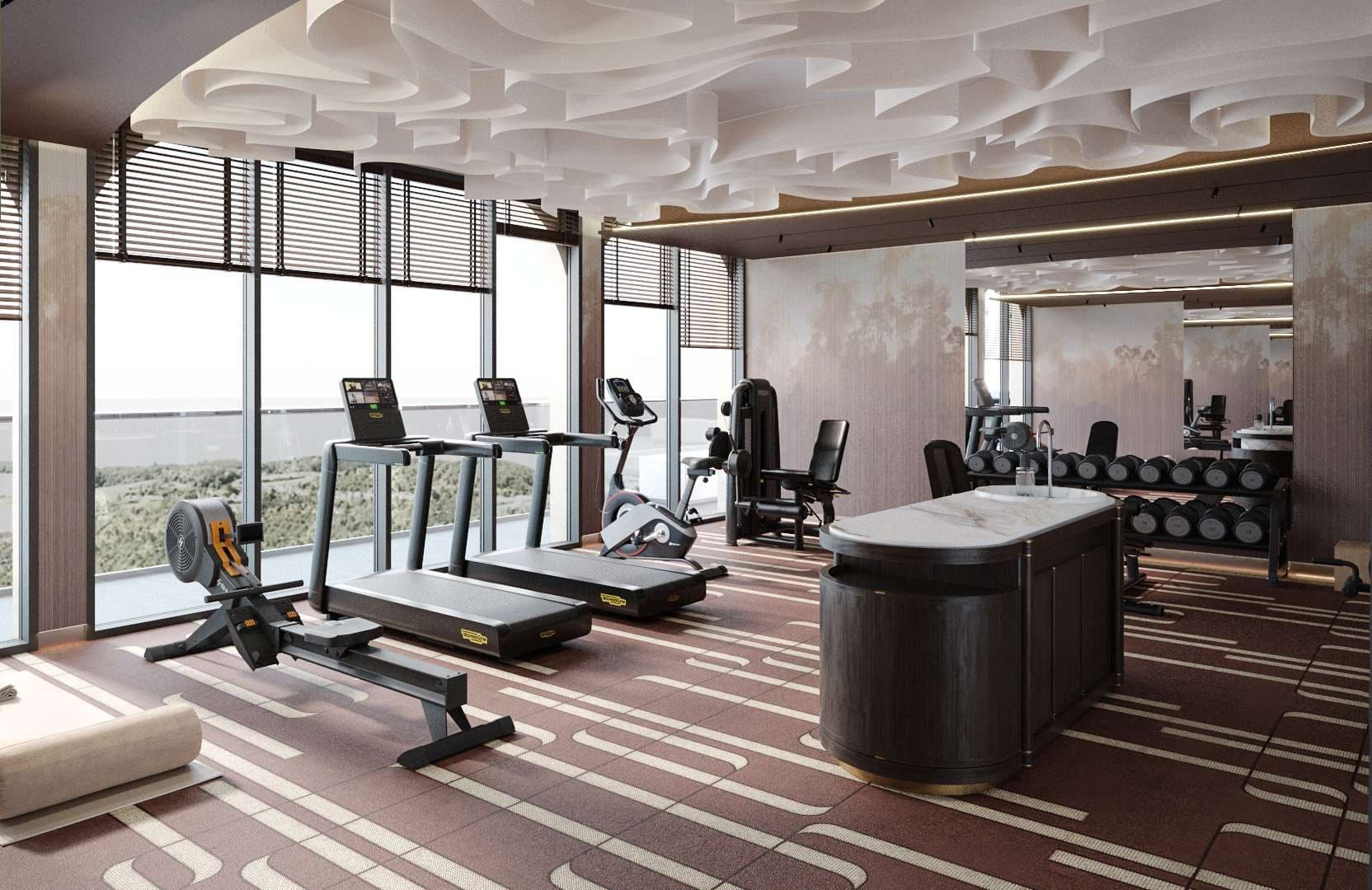 Modern Gym With Panoramic City Views